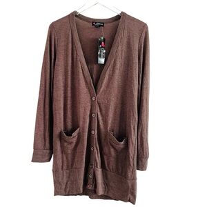 Delicious Los Angeles Brown Long Cardigan Sweater